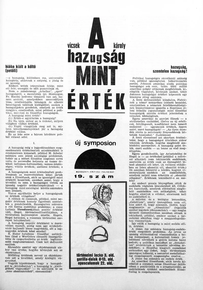 Új Symposion, 2. évf. 1966. 19. sz. 1–28. oldal