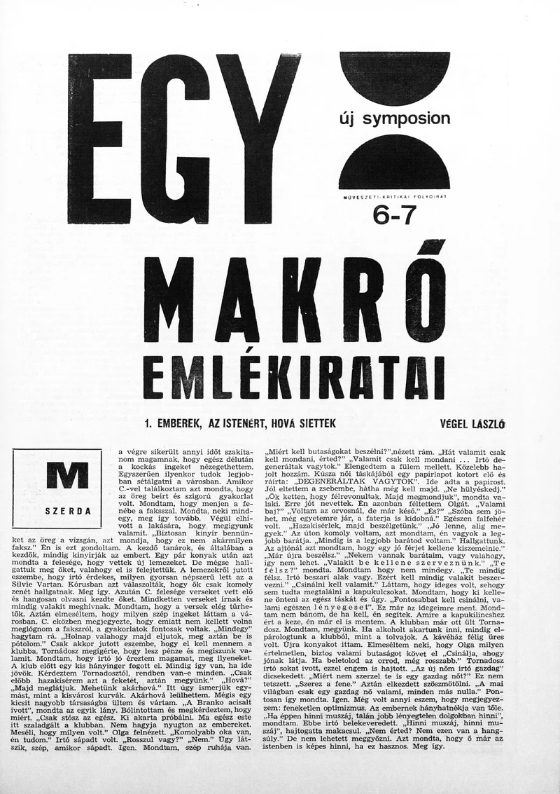 Új Symposion, 1. évf. 1965. június – július. 6–7. sz. 1–28. oldal